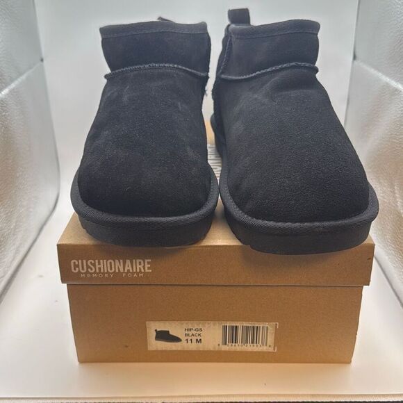 CUSHIONAIRE Women's Cozy Genuine Suede Ankle SnowโBoots SIZE 11 BLACK NEW WITH B - Picture 2 of 7